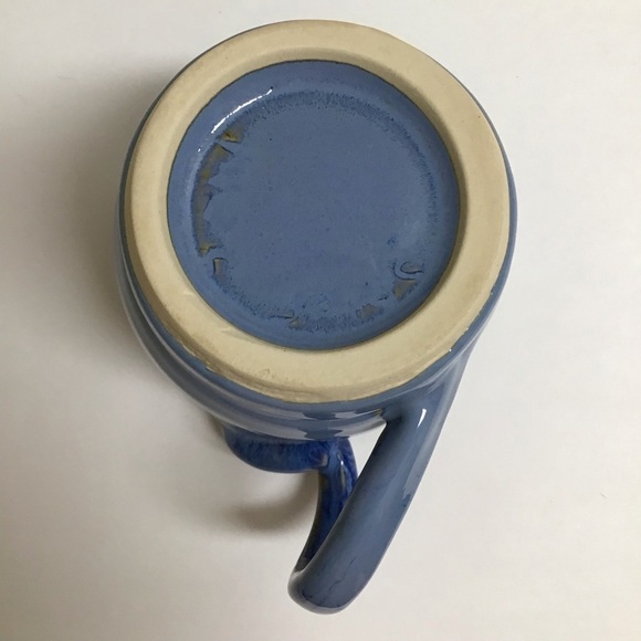 Studio Art Pottery Coffee Mug SIGNED Blue Twist Handle Stone Melbourne Florida - Picture 4 of 15